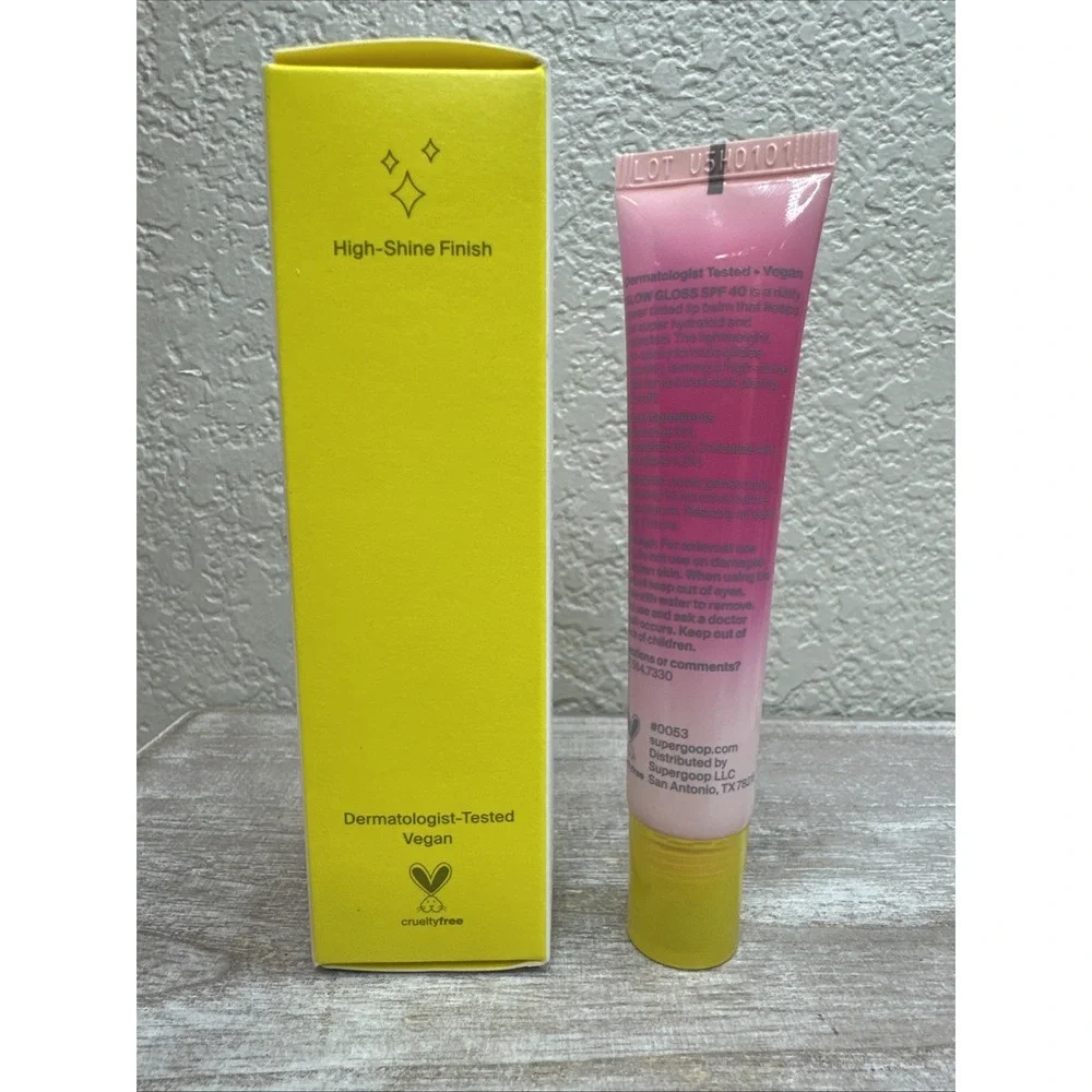 $21 🌙 Supergoop! Glow Gloss Pink Peppermint SPF 40 FULL SZ Boxed 8/ 2027 Exp